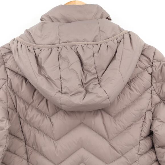 London Fog Women's Lightweight Packable Down Filled Hooded Jacket Taupe Sz S - Picture 4 of 8